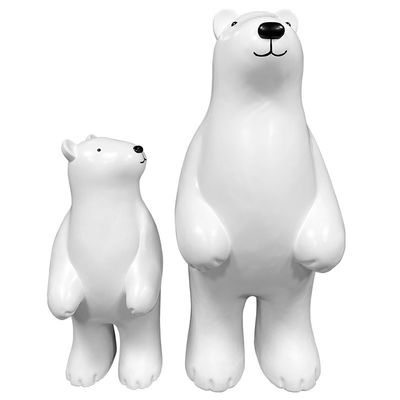 Белая скульптура искусства смолы мультфильма приземляясь скульптуры животного полярного медведя на открытом воздухе