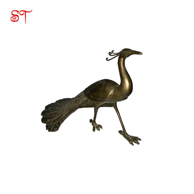 Factory Custom Bronze Peacock Statue peafowl Figurine Sculpture Indoor Peahen Anima Ornaments Brass Decoration