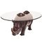 Животные скульптуры двора таблицы чая смолы скульптуры таблицы металла носорога на открытом воздухе