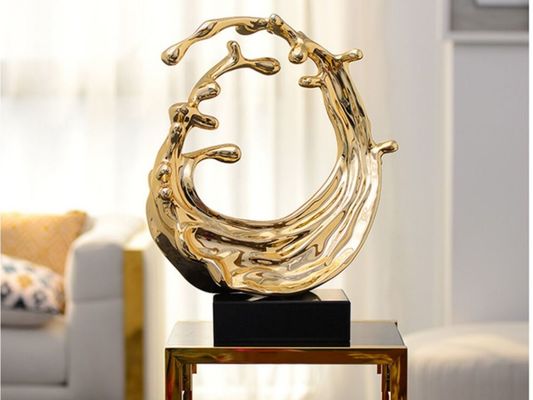 Металл современного искусства брызг скульптуры искусства смолы зеркала золота ваяет украшение лобби
